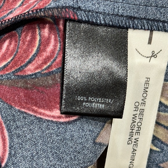 Ann Taylor Navy Blue Floral Print Tie Belt Shift Shirt Dress Long Sleeve M NWT - Picture 12 of 12